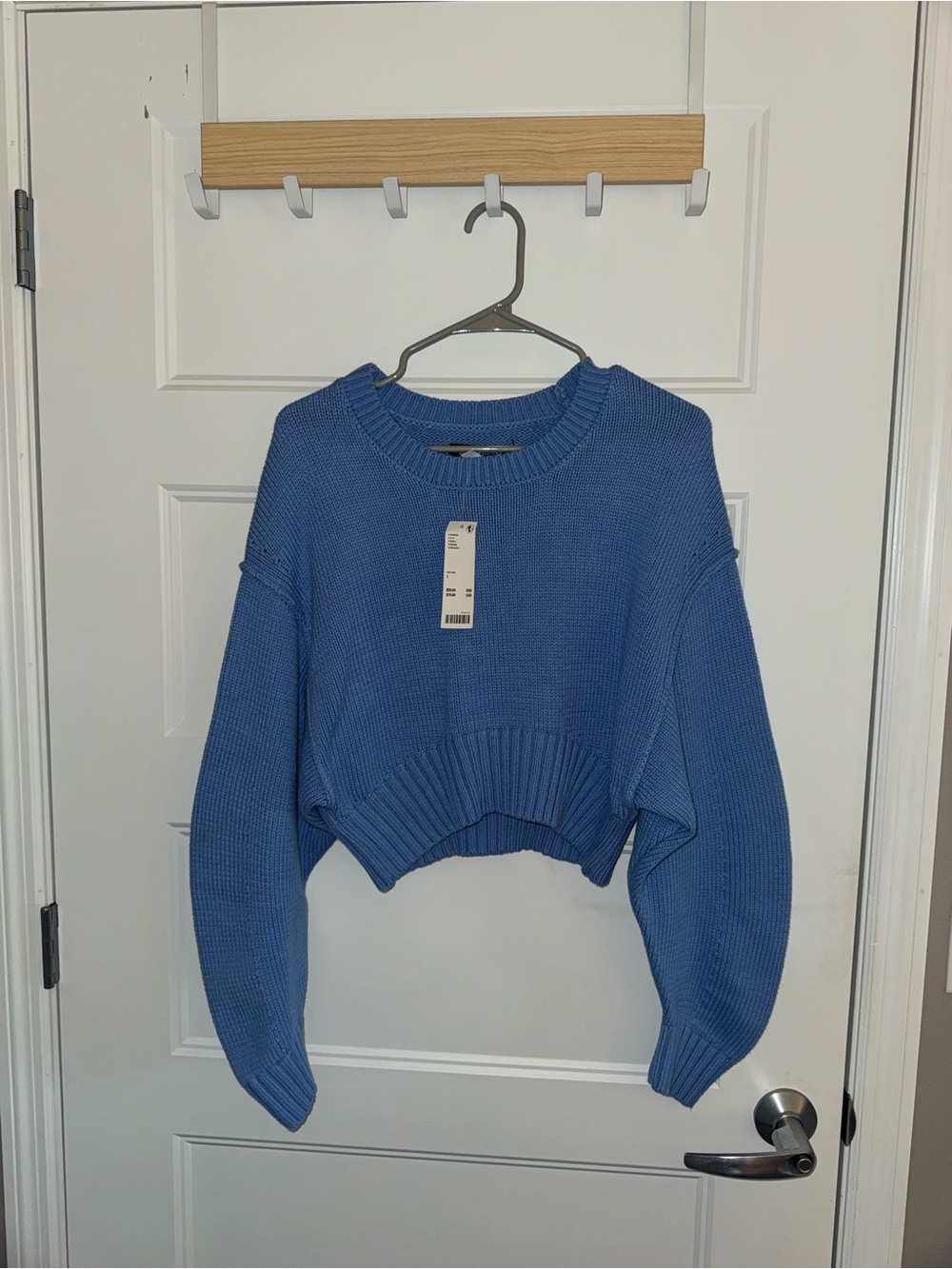 Urban Outfitters Cropped Crewneck Sweater - Blue